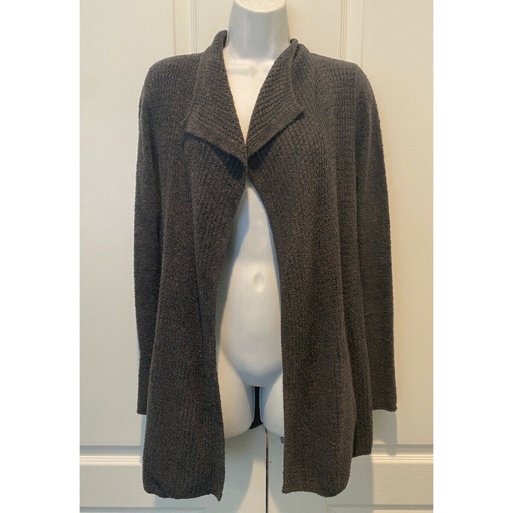 $126 Barefoot Dreams CozyChic Coastal Cardi Sweater, Carbon, XS